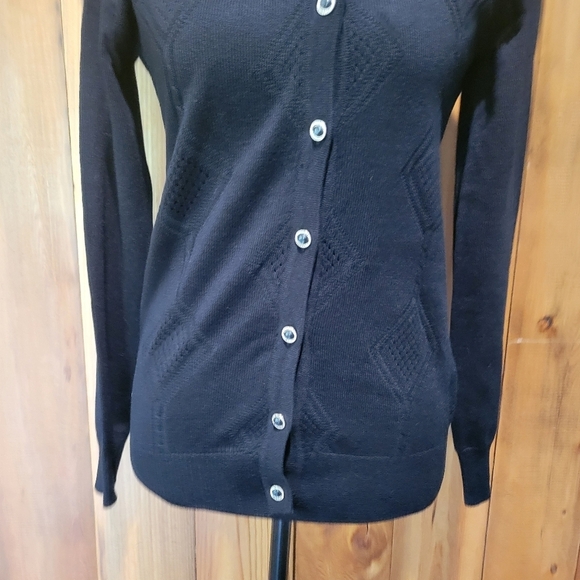 Black Button-Up Women's Sweater - Picture 2 of 13